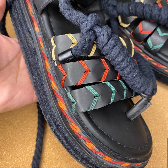 Farm Rio Sandals Platform Rope Tie Black - Picture 10 of 16